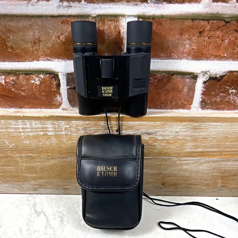 Bausch & Lomb 12x25 Compact Binoculars 12x Coated Roof Prism Black w/ Case